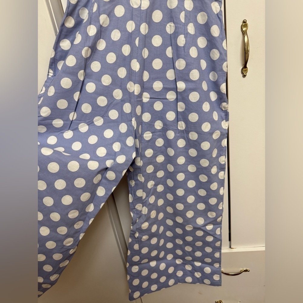 NWOT | Main Strip Blue Polka Dot Jumpsuit/ Romper Midi Size L - Picture 8 of 8